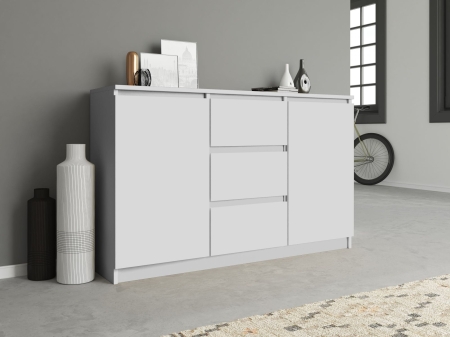 Komoda do sypialni, pokoju, 2D3S, 120x30x75 cm, biel, mat