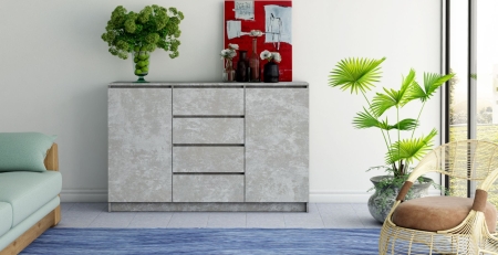 Komoda do sypialni, pokoju, 2D4S, 140x40x97 cm, beton