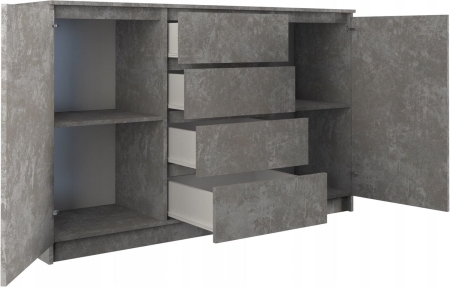 Komoda do sypialni, pokoju, 2D4S, 140x40x97 cm, beton
