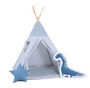 Namiot tipi dla dzieci, bawełna, okienko, dinozaur, epoka lodowcowa