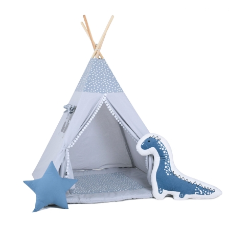 Namiot tipi dla dzieci, bawełna, okienko, dinozaur, epoka lodowcowa