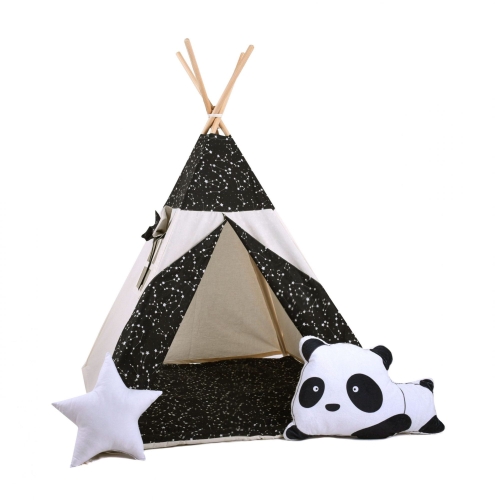 Przejdź do produktu Namiot tipi dla dzieci, bawełna, okienko, panda, nocne niebo