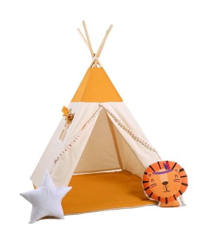 Przejdź do produktu Namiot tipi dla dzieci, bawełna, okienko, lew, cud miód