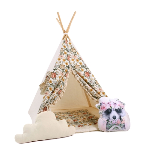 Przejdź do produktu Namiot tipi dla dzieci, bawełna, okienko, szop, słodka sielanka