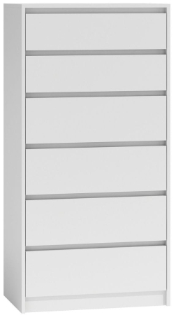 Komoda do sypialni, salonu, K6, 70x43x140 cm, biel, mat