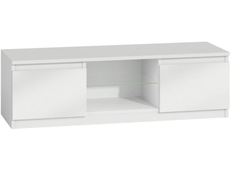 Szafka pod telewizor, stolik rtv, 140x40x36 cm, biel, połysk