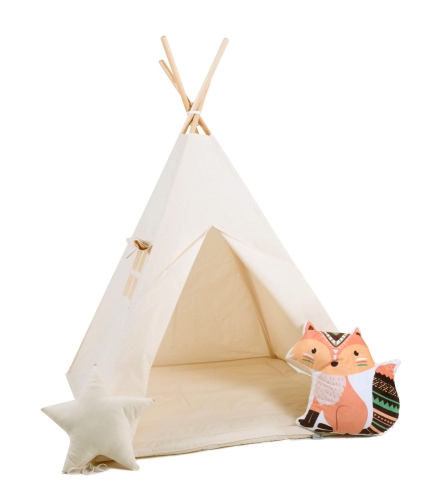 Przejdź do produktu Namiot tipi dla dzieci, bawełna, okienko, lisek, mleczna kraina