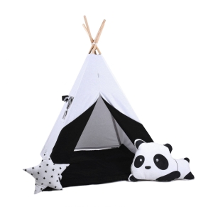 Namiot tipi dla dzieci, bawełna, panda, biała mewa