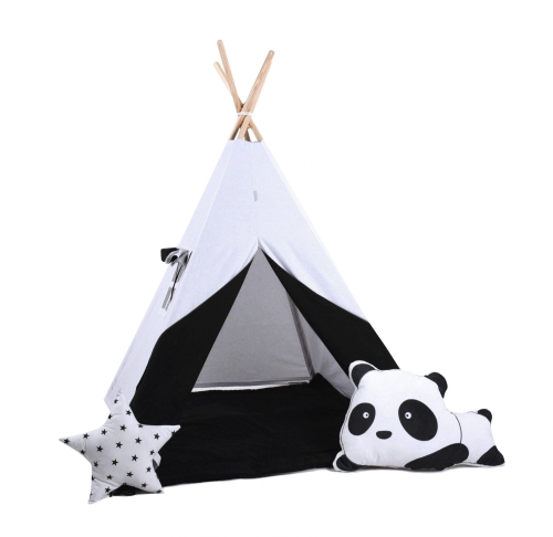 Przejdź do produktu Namiot tipi dla dzieci, bawełna, panda, biała mewa