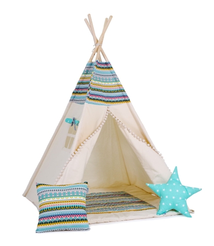 Przejdź do produktu Namiot tipi dla dzieci, bawełna, poduszka, indiańska przygoda