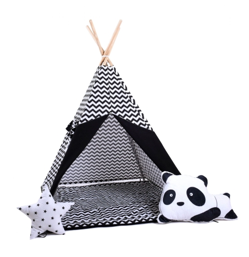 Przejdź do produktu Namiot tipi dla dzieci, bawełna, panda, krucza fala