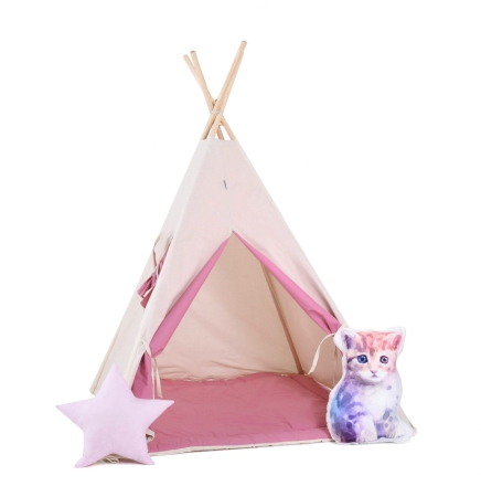 Namiot tipi dla dzieci, bawełna, 110x160 cm, kotek, gumijagódka