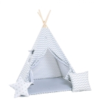 Namiot tipi dla dzieci, bawełna, okienko, poduszka, srebrzyste fale
