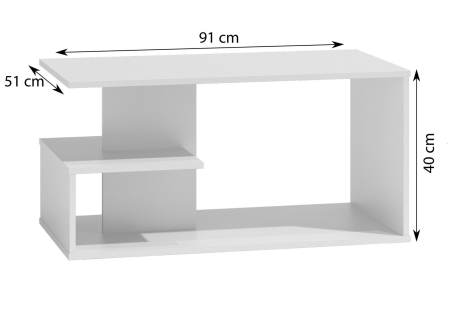Stolik kawowy do salonu, ława, dallas, 91x51x40 cm, biel, mat