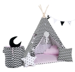 Namiot tipi dla dzieci, bawełna, okienko, mega zestaw, pudrowy design