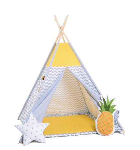 Przejdź do produktu Namiot tipi dla dzieci, bawełna, okienko, ananas, słoneczne fale