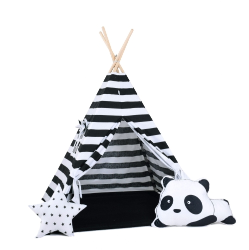 Przejdź do produktu Namiot tipi dla dzieci, bawełna, okienko, panda, panda w chmurach