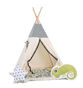 Namiot tipi dla dzieci, bawełna, okienko, kameleon, meksykańska zabawa