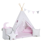 Namiot tipi dla dzieci, bawełna, okienko, mega zestaw, landrynkowa drzemka