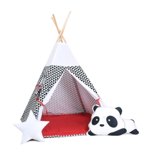 Namiot tipi dla dzieci, bawełna, okienko, panda, kultowa iskierka