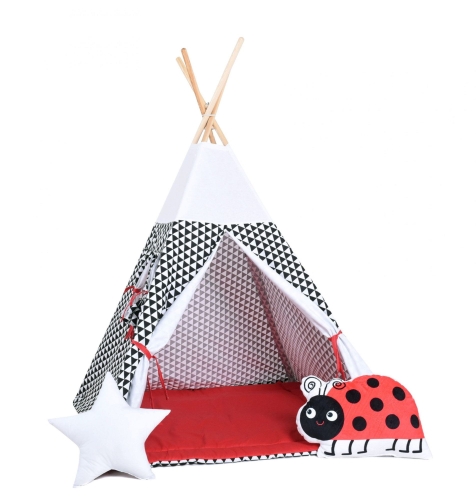 Przejdź do produktu Namiot tipi dla dzieci, bawełna, okienko, biedronka, kultowa iskierka