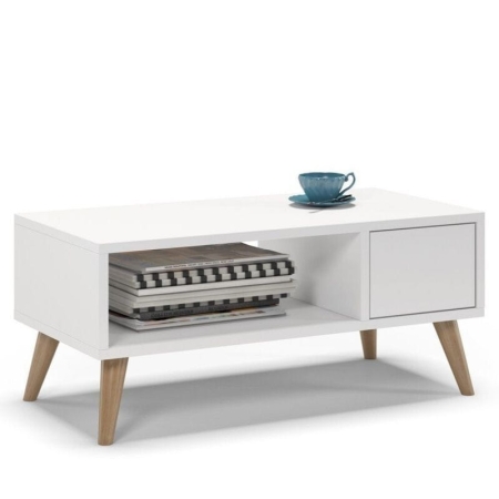 Stolik kawowy, SKAND, 80x40x35 cm, biel, mat
