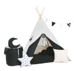 Namiot tipi dla dzieci, bawełna, okienko, mega zestaw, grafitowa elegancja