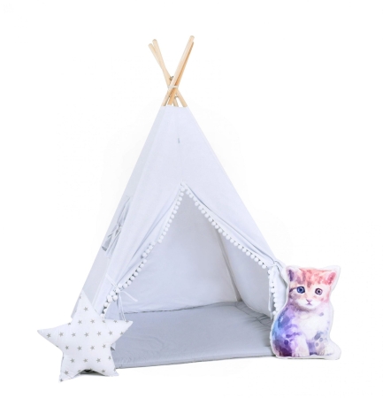 Namiot tipi dla dzieci, bawełna, okienko, kotek, biały aniołek