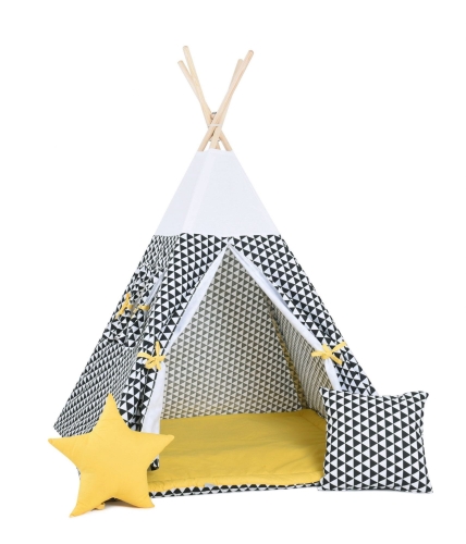 Przejdź do produktu Namiot tipi dla dzieci, bawełna, okienko, 110x160 cm, poduszka, kultowy promyk