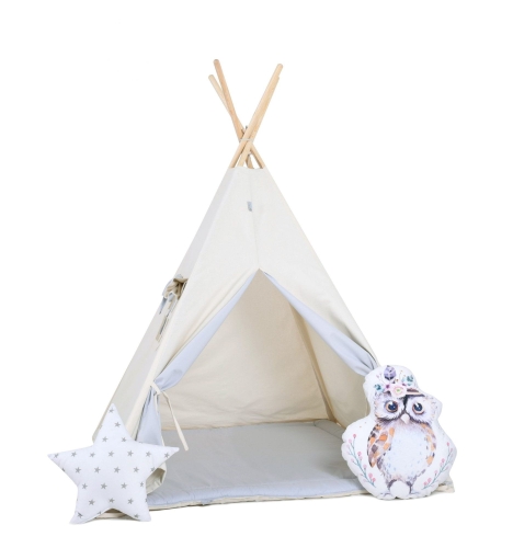 Przejdź do produktu Namiot tipi dla dzieci, bawełna, okienko, sowa, kłapouchy, 110x160 cm
