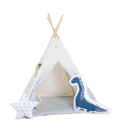 Przejdź do produktu Namiot tipi dla dzieci, bawełna, okienko, dinozaur, kłapouchy, 110x160 cm