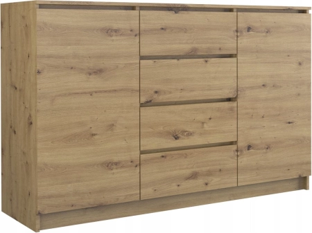Komoda do sypialni, pokoju, 2D4S, 140x40x97 cm, dąb artisan