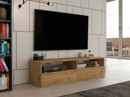 Szafka pod telewizor, stolik rtv, rumba, 140x40x38 cm, dąb artisan