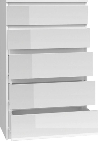 Komoda do sypialni, salonu, M5, 70x40x112 cm, biel, połysk