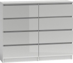 Komoda do sypialni, salonu, M8, 120x40x97 cm, biel, połysk