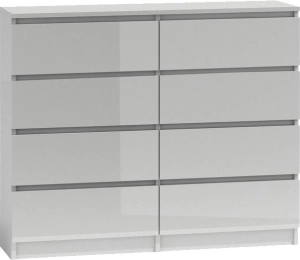 Komoda do sypialni, salonu, M8, 120x40x97 cm, biel, połysk