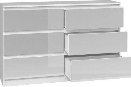 Komoda do sypialni, salonu, M6, 120x30x77 cm, biel, połysk