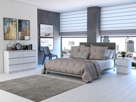 Komoda do sypialni, salonu, M6, 120x30x77 cm, biel, połysk