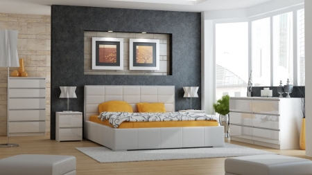 Komoda do sypialni, salonu, M6, 120x30x77 cm, biel, połysk