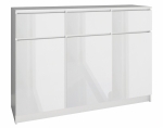 Komoda do sypialni, pokoju, 3D3S, 120x40x97 cm, biel, połysk
