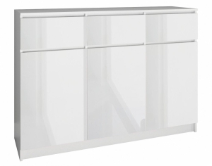 Komoda do sypialni, pokoju, 3D3S, 120x40x97 cm, biel, połysk