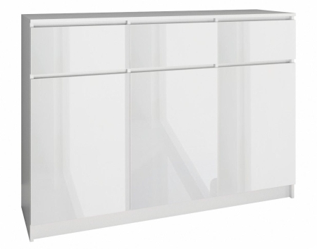 Komoda do sypialni, pokoju, 3D3S, 120x40x97 cm, biel, połysk