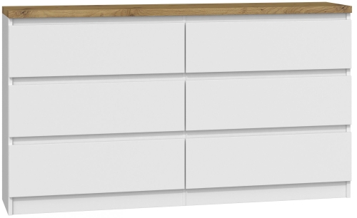 Przejdź do produktu Komoda do sypialni, salonu, M6, 140x40x77 cm, biel, mat, dąb artisan