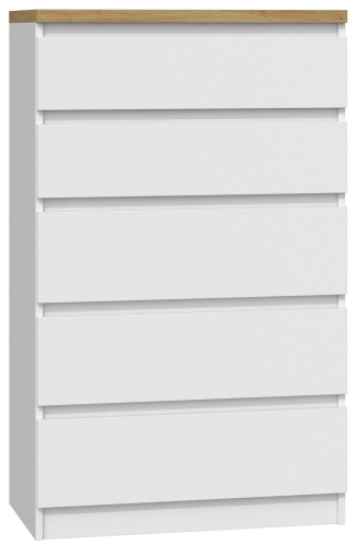 Przejdź do produktu Komoda do sypialni, salonu, M5, 70x40x112 cm, dąb artisan, biel, mat