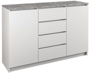 Komoda do sypialni, pokoju, 2D4S, 120x40x97 cm, beton, biel, mat