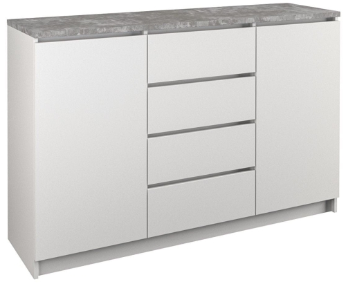 Przejdź do produktu Komoda do sypialni, pokoju, 2D4S, 120x40x97 cm, beton, biel, mat