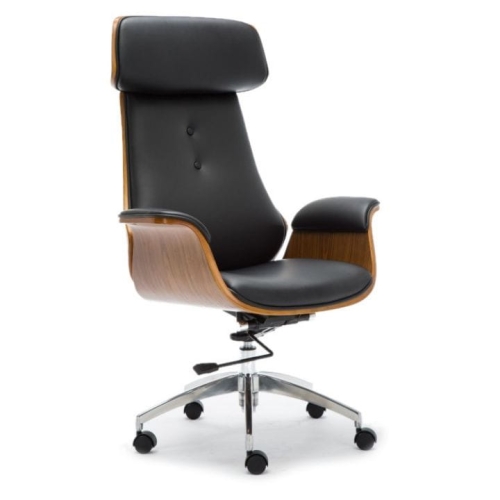 Przejdź do produktu Fotel biurowy, gabinetowy, obrotowy, ekoskóra, frodo, czarny, orzech