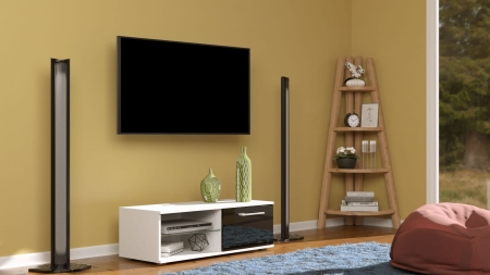 Stolik pod telewizor, szafka rtv, sandy, 100x40x36 cm, czerń, połysk