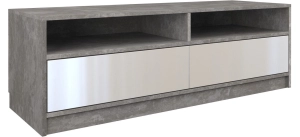 Szafka pod telewizor, stolik rtv, karo, 120x40x45 cm, beton, biel, połysk