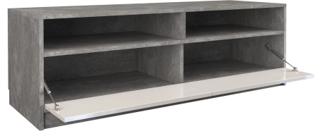 Szafka pod telewizor, stolik rtv, karo, 120x40x45 cm, beton, biel, połysk